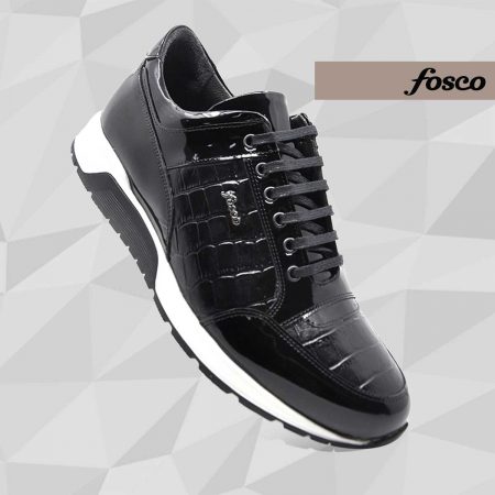 Fosco Wholesale Genuine Leather Men’s Sneakers Shoes 2515 Black
