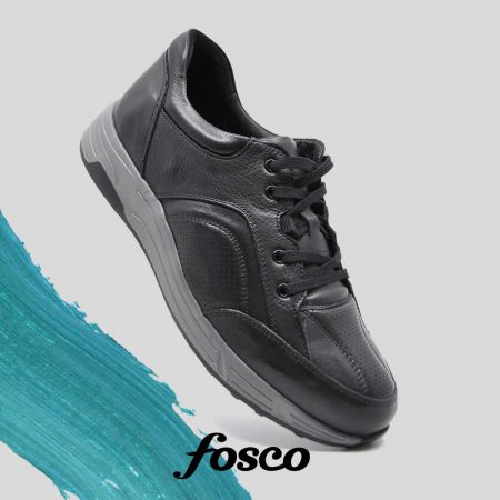Fosco Wholesale Genuine Leather Men’s Sneakers Shoes 9742 Black