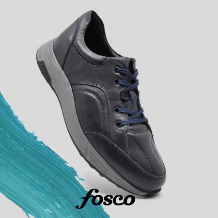 Fosco Wholesale Genuine Leather Men’s Sneakers Shoes 9742 Dark Blue