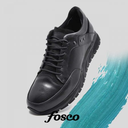 Fosco Wholesale Genuine Leather Men’s Sneakers Shoes 9780 Black