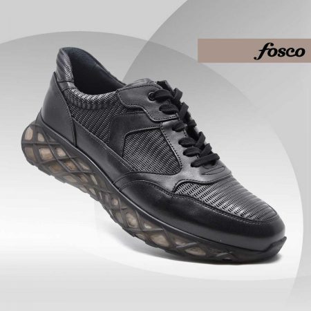 Fosco Wholesale Genuine Leather Men’s Sneakers Shoes 9828 Black