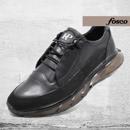 Fosco Wholesale Genuine Leather Men’s Sneakers Shoes 9831 Black