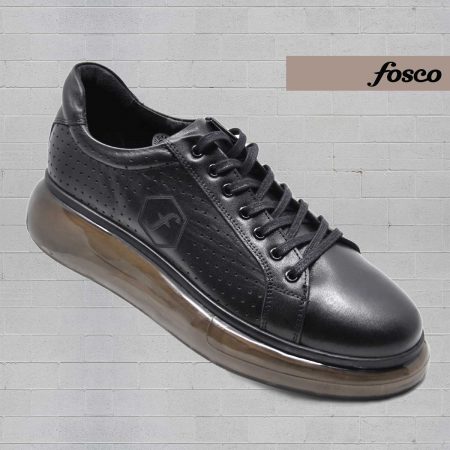 Fosco Wholesale Genuine Leather Men’s Sneakers Shoes 9836 Black