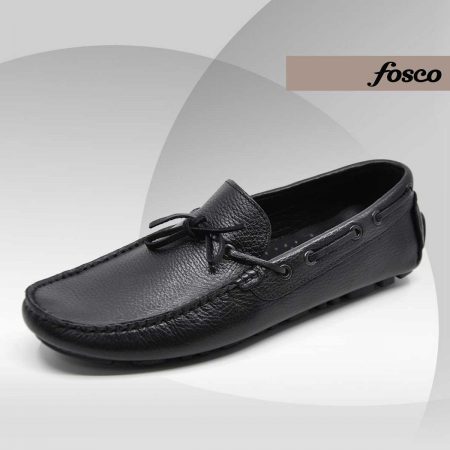 Fosco Wholesale Genuine Flotter Leather Men’s Summer Shoes 9845 Black