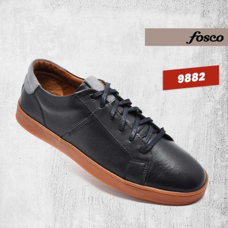 Fosco Wholesale Genuine Leather Men’s Sneakers Shoes 9882 Black